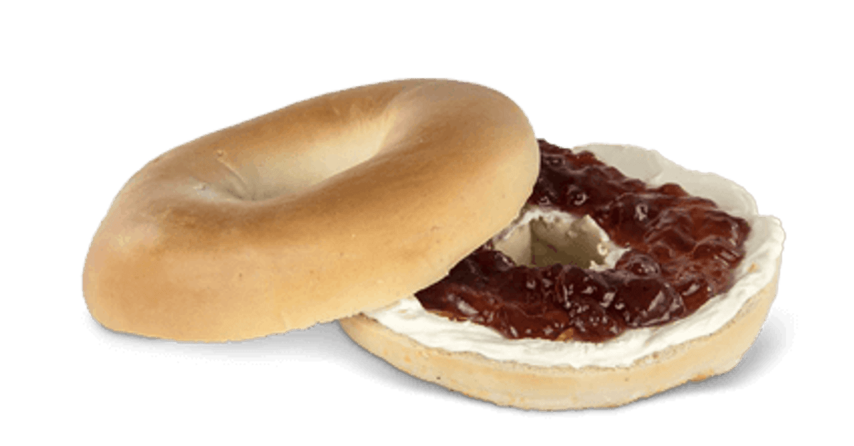 Bagel Tradicional con Mermelada y Queso Crema Bagel Tradicional con Mermelada y Queso Crema